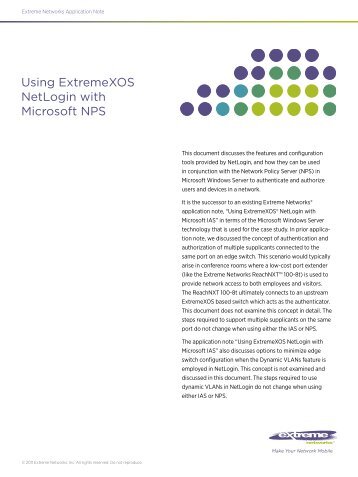Using ExtremeXOS NetLogin with Microsoft NPS - Extreme Networks
