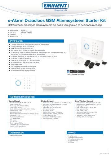 EMxxxx e-Alarm Draadloos GSM Alarmsysteem Starter Kit - Eminent