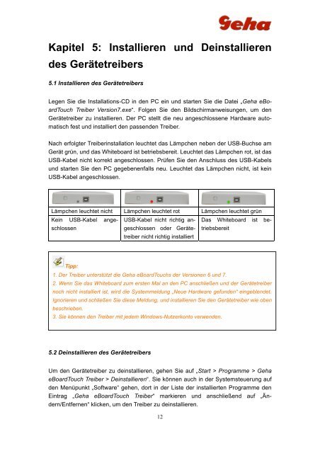 Benutzerhandbuch eBoard Touch - Geha