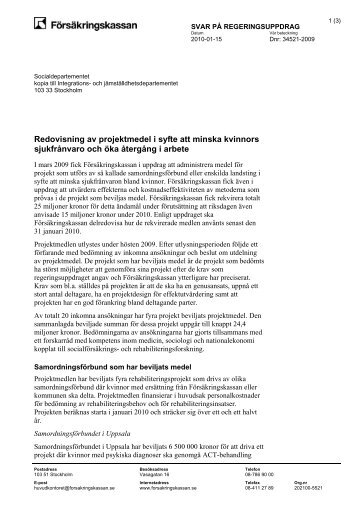 Rapport (pdf 22 kB, öppnar nytt fönster) - Försäkringskassan