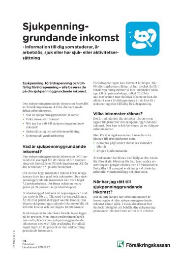 Sjukpenninggrundande inkomst - Försäkringskassan