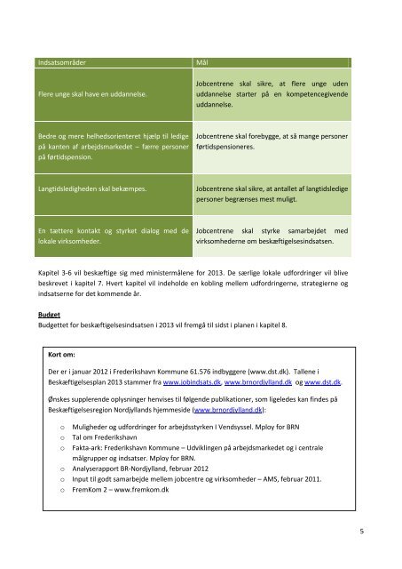 Beskæftigelsesplan 2013 - Frederikshavn Kommune