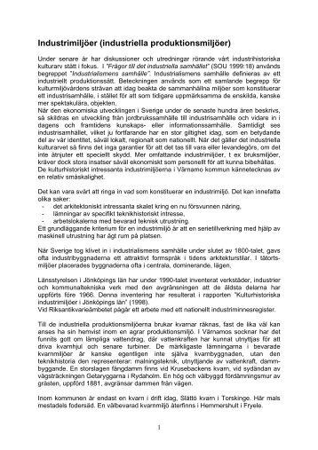 Industrimiljöer (industriella produktionsmiljöer) - Värnamo kommun