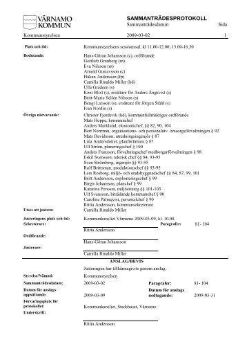 Plats och tid: - Värnamo kommun