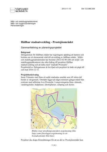 Hållbar stadsutveckling - Prostsjöområdet - Delegationen för ...
