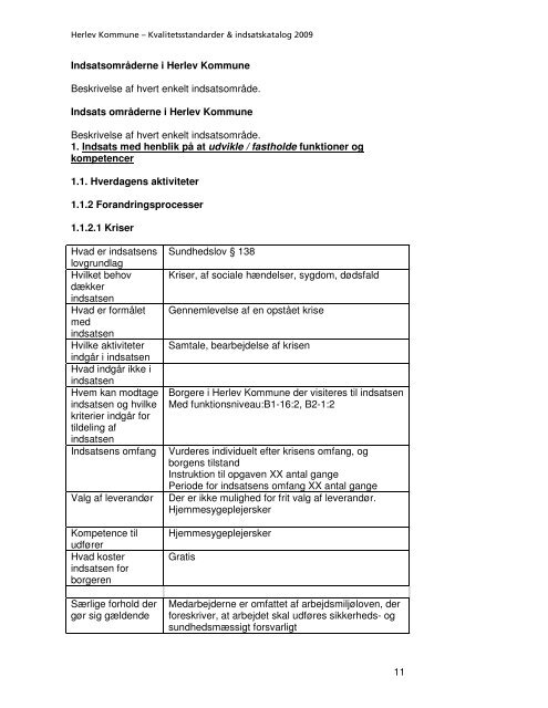 Kvalitetsstandarder & indsatskatalog - Herlev Kommune