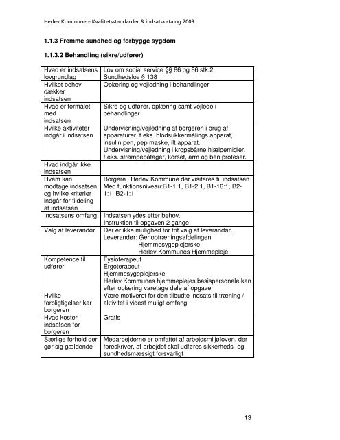 Kvalitetsstandarder & indsatskatalog - Herlev Kommune