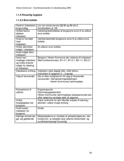 Kvalitetsstandarder & indsatskatalog - Herlev Kommune