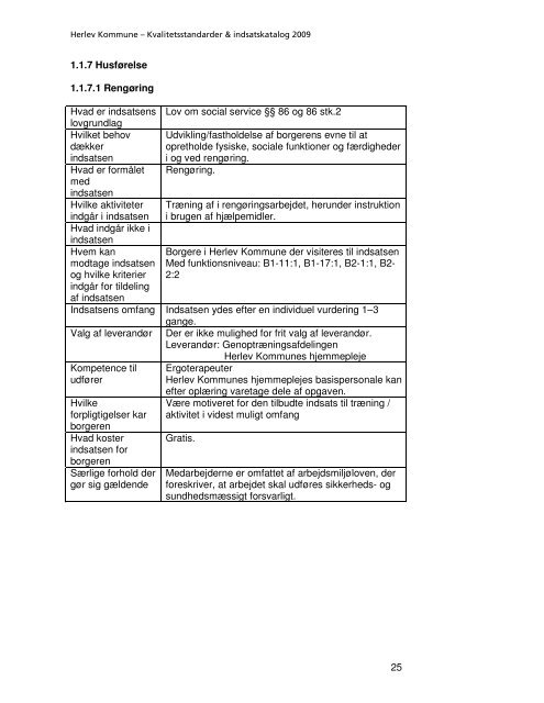 Kvalitetsstandarder & indsatskatalog - Herlev Kommune