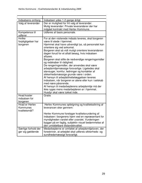 Kvalitetsstandarder & indsatskatalog - Herlev Kommune