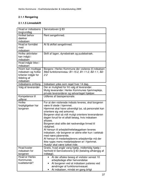 Kvalitetsstandarder & indsatskatalog - Herlev Kommune