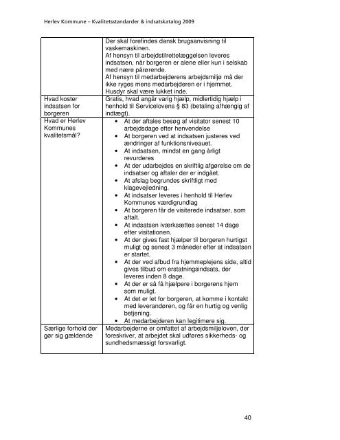 Kvalitetsstandarder & indsatskatalog - Herlev Kommune