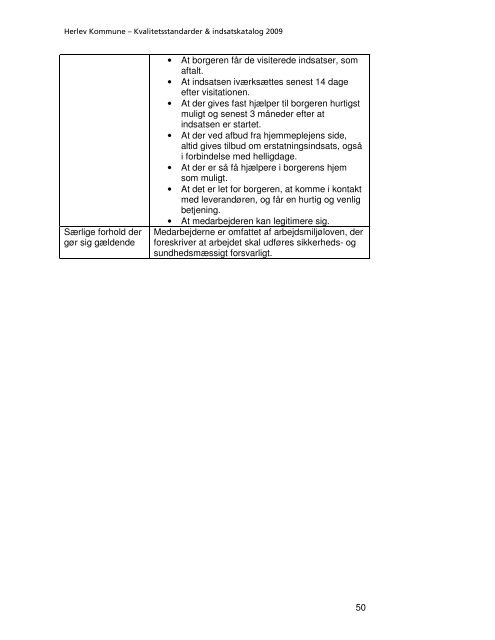 Kvalitetsstandarder & indsatskatalog - Herlev Kommune