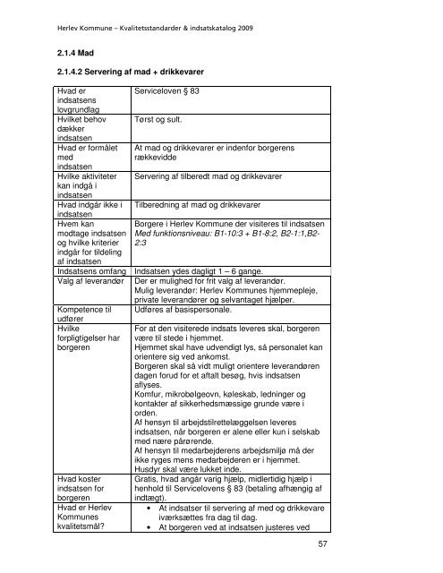 Kvalitetsstandarder & indsatskatalog - Herlev Kommune