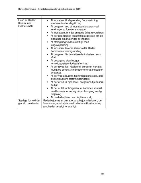 Kvalitetsstandarder & indsatskatalog - Herlev Kommune