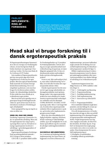 hvad skal vi bruge forskning til i dansk ergoterapeutisk praksis