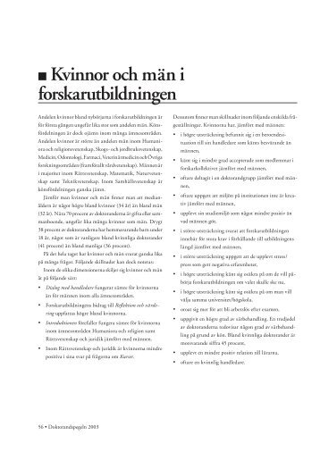 Kvinnor och män i forskarutbildningen