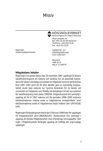 Omslag 6.5 lokaler - Högskoleverket