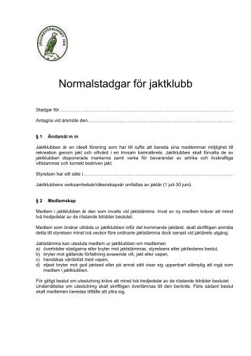 Normalstadgar för jaktklubb