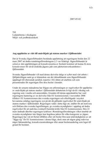 Ang upplåtelse av rätt till småviltjakt på statens - Svenska ...