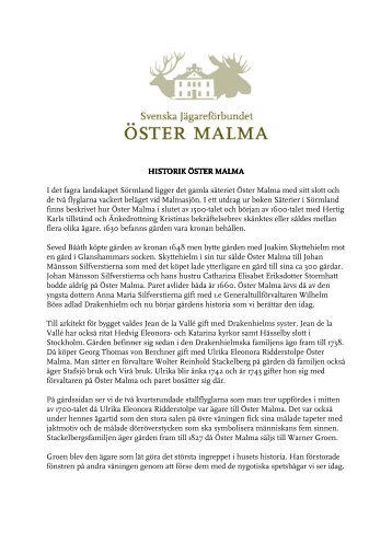 HISTORIK ÖSTER MALMA HISTORIK ÖSTER MALMA I det fagra ...