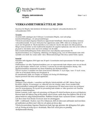 VERKSAMHETSBERÄTTELSE 2010