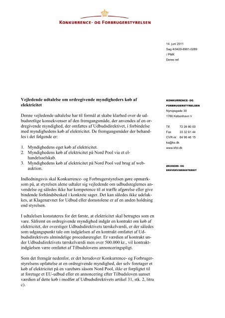 Vejledende udtalelse om ordregivende ... - Konkurrence