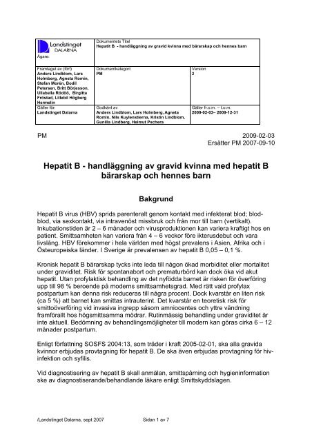 Hepatit B handläggning gravid kvinna och hennes barn