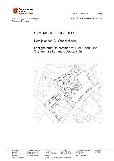 SAMRÅDSREDOGÖRELSE - Östhammars kommun