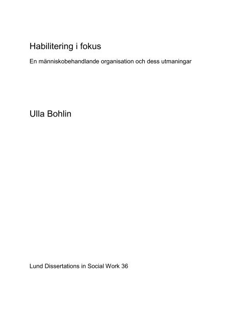 Habilitering i fokus Ulla Bohlin