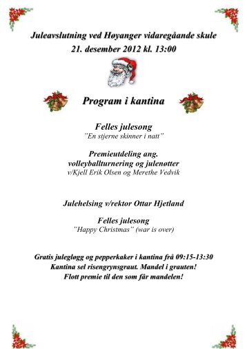 programmet for juleavslutninga