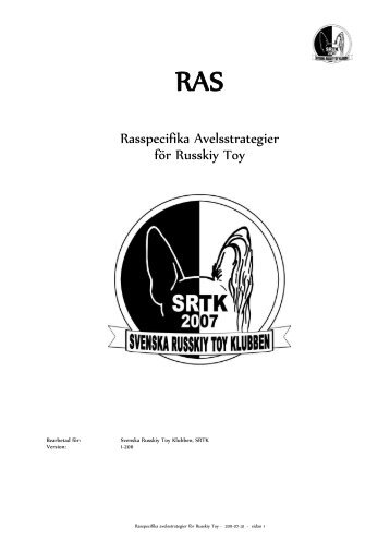 RAS för Russkiy Toy (nedan kallad RT) - Svenska Kennelklubben