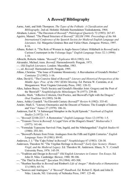 A Beowulf Bibliography