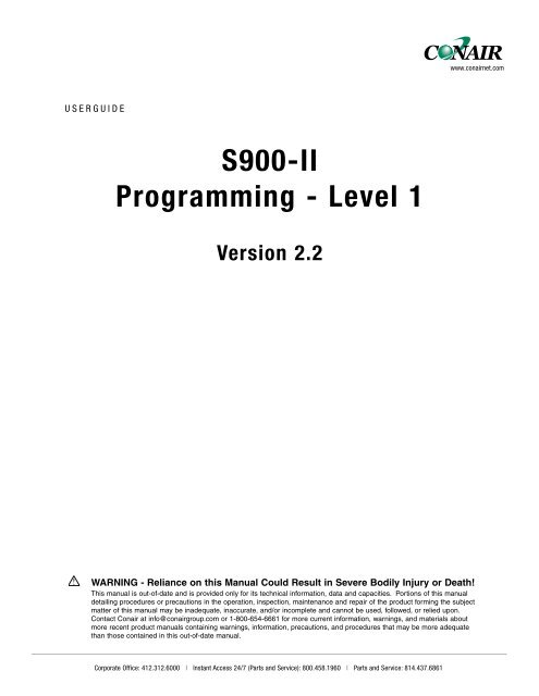 Visum frokost Ondartet S900-II Programming - Level 1 Version 2.2 - Conair