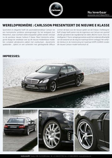 Carlsson presenteert de nieuWe e klasse Nu leverbaar - Carformula