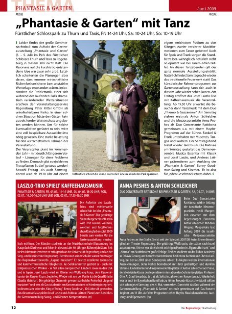 âPhantasie & Gartenâ mit Tanz - Regensburger Stadtzeitung