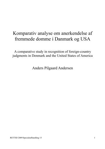 Komparativ analyse om anerkendelse af fremmede ... - Juridisk Institut