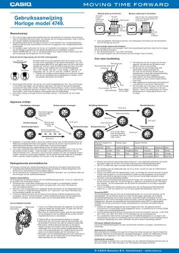 Gebruiksaanwijzing Horloge model 4749. - CASIO Europe