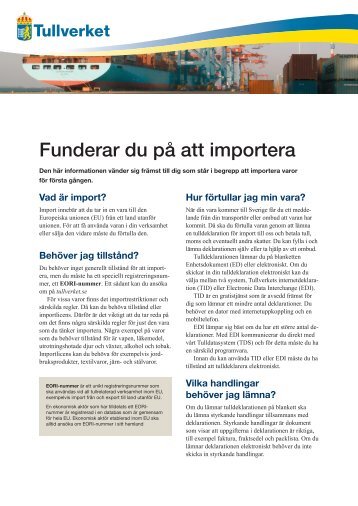 Funderar du på att importera - Tullverket