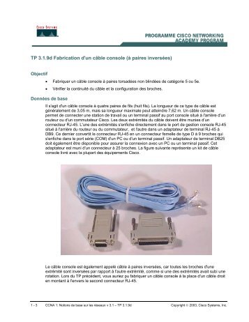 TP 3.1.9d Fabrication d'un câble console (à paires inversées) - UTEZ