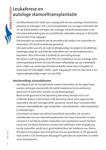 Leukaferese en autologe stamceltransplantatie ... - Isala Klinieken