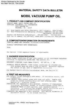 Vacuum Pump Oil Cross Reference Chart