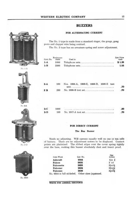 Western Electric Catalogue #1 - Wedophones.com wedophones