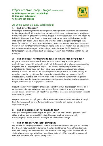 Frågor och Svar (FAQ) – Biogas (uppdaterad 090909) A ... - Preem