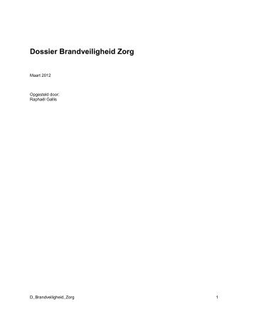 Dossier Brandveiligheid Zorg - Arbokennisnet
