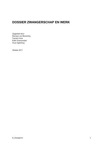 DOSSIER ZWANGEREN - Arbokennisnet