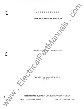 www . ElectricalPartManuals . com