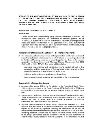 REPORT OF THE AUDITOR-GENERAL TO THE ... - Buffalo City