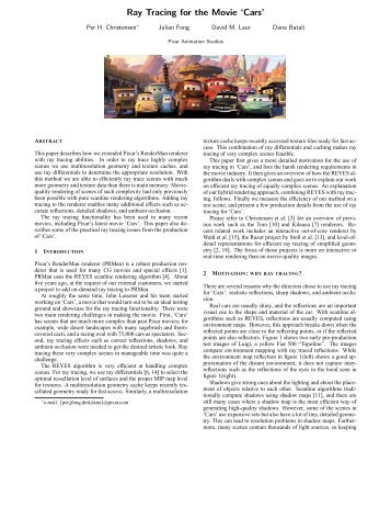 Ray Tracing for the Movie 'Cars'.pdf - Pixar Graphics Technologies