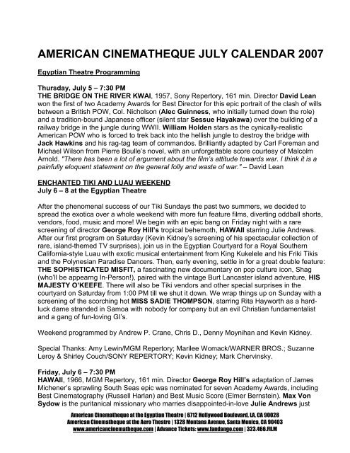 PIECES OF APRIL - American Cinematheque